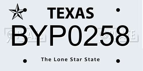 BYP0258 Texas License Plate