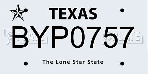 BYP0757 Texas License Plate