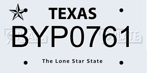BYP0761 Texas License Plate