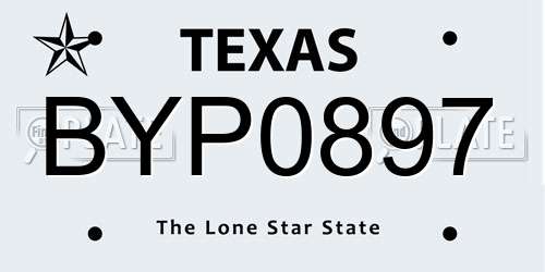 BYP0897 Texas License Plate