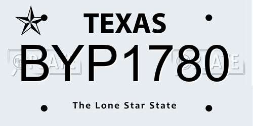 BYP1780 Texas License Plate
