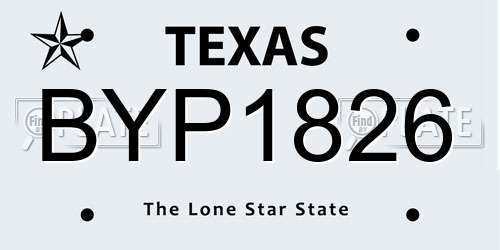 BYP1826 Texas License Plate
