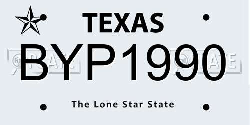 BYP1990 Texas License Plate