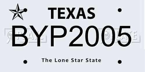 BYP2005 Texas License Plate