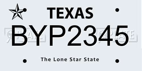 BYP2345 Texas License Plate