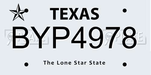 BYP4978 Texas License Plate