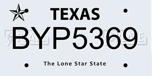 BYP5369 Texas License Plate