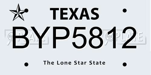 BYP5812 Texas License Plate