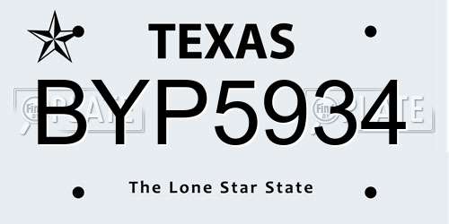 BYP5934 Texas License Plate