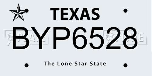 BYP6528 Texas License Plate