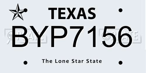 BYP7156 Texas License Plate
