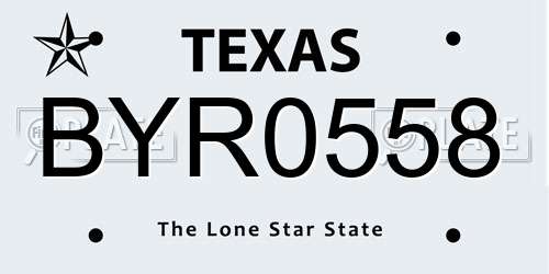 BYR0558 Texas License Plate