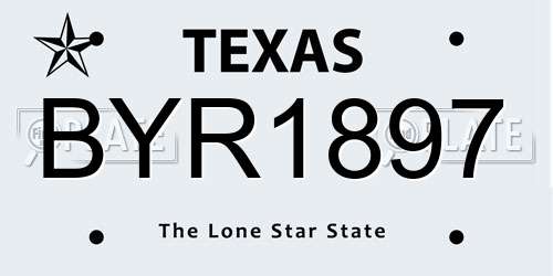 BYR1897 Texas License Plate