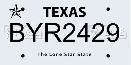 BYR2429 Texas License Plate