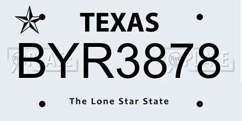 BYR3878 Texas License Plate