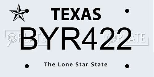 BYR422 Texas License Plate