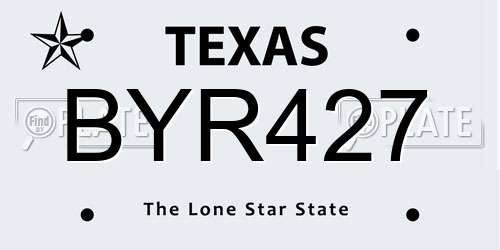 BYR427 Texas License Plate