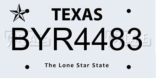 BYR4483 Texas License Plate