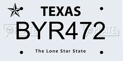BYR472 Texas License Plate