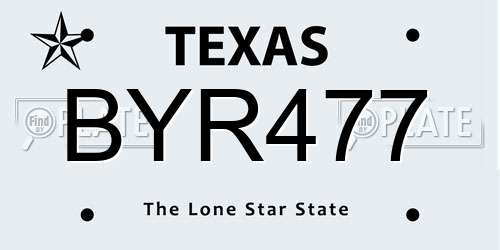 BYR477 Texas License Plate