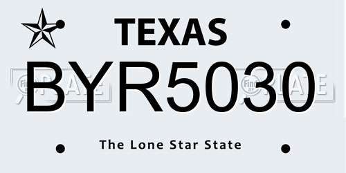 BYR5030 Texas License Plate