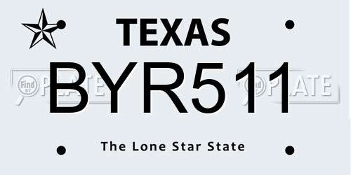BYR511 Texas License Plate