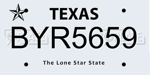 BYR5659 Texas License Plate