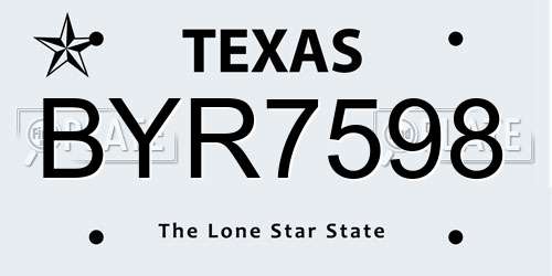 BYR7598 Texas License Plate
