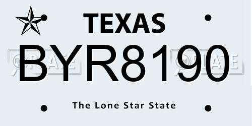 BYR8190 Texas License Plate
