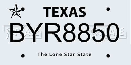 BYR8850 Texas License Plate