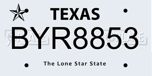 BYR8853 Texas License Plate
