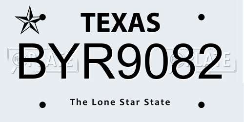 BYR9082 Texas License Plate