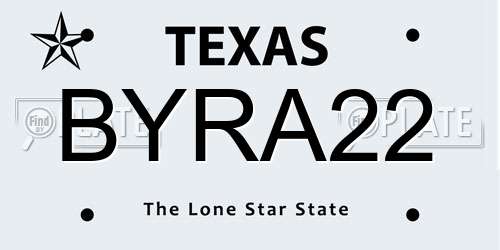 BYRA22 Texas License Plate