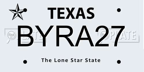 BYRA27 Texas License Plate
