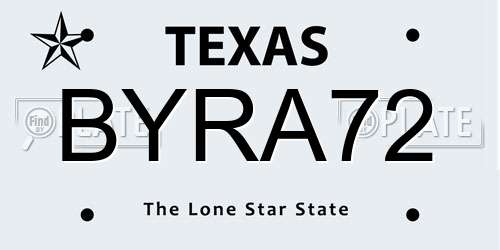BYRA72 Texas License Plate