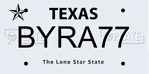 BYRA77 Texas License Plate