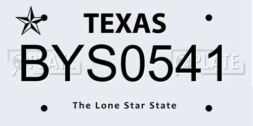 BYS0541 Texas License Plate