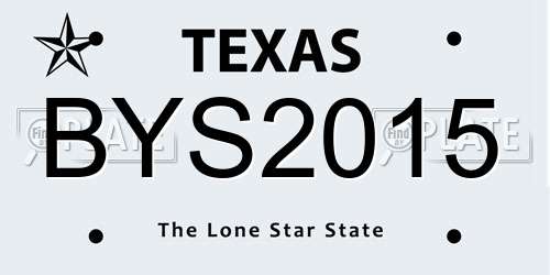 BYS2015 Texas License Plate