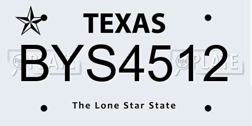 BYS4512 Texas License Plate