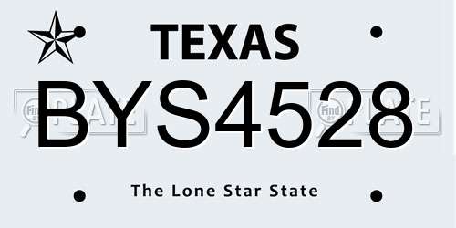 BYS4528 Texas License Plate