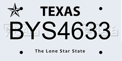 BYS4633 Texas License Plate