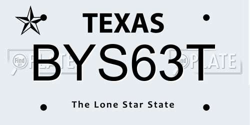 BYS63T Texas License Plate
