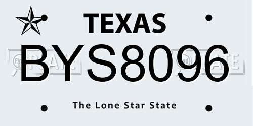 BYS8096 Texas License Plate