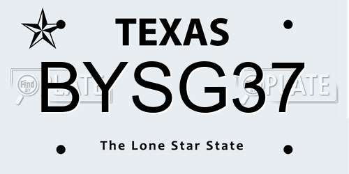 BYSG37 Texas License Plate