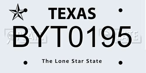 BYT0195 Texas License Plate