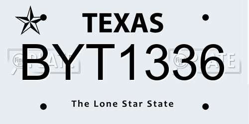 BYT1336 Texas License Plate