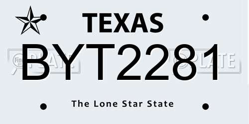 BYT2281 Texas License Plate