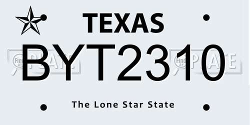 BYT2310 Texas License Plate