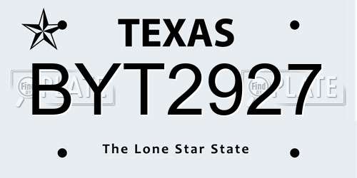 BYT2927 Texas License Plate