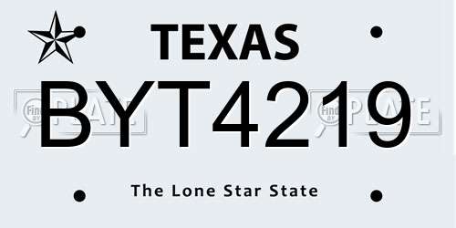 BYT4219 Texas License Plate